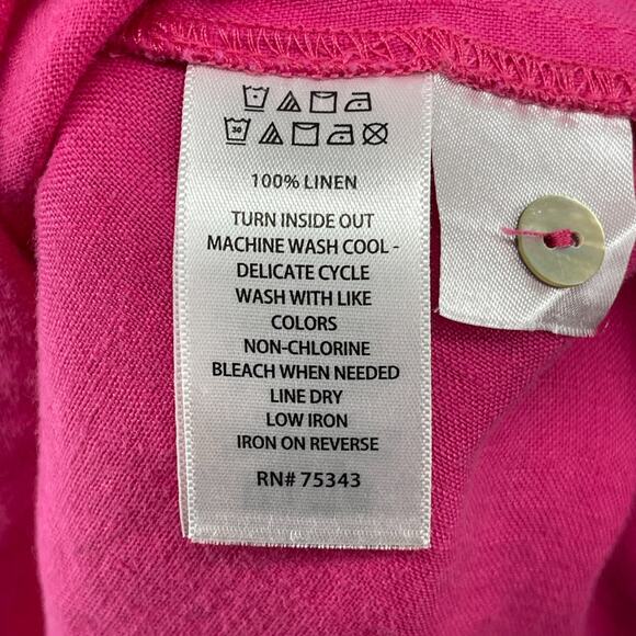 SIGRID OLSEN Dress L 100% Linen Woven Halter Sundress Shift Sleeveless Pink - Picture 8 of 11